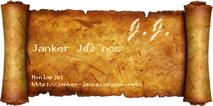 Janker János névjegykártya